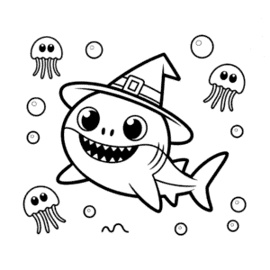 Målarbild Bebis Halloween Haj