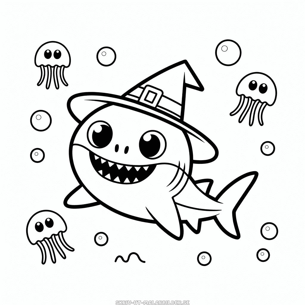 Målarbild Bebis Halloween Haj