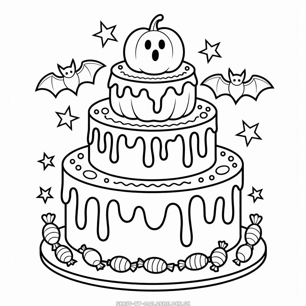 Målarbild Halloween Tårta