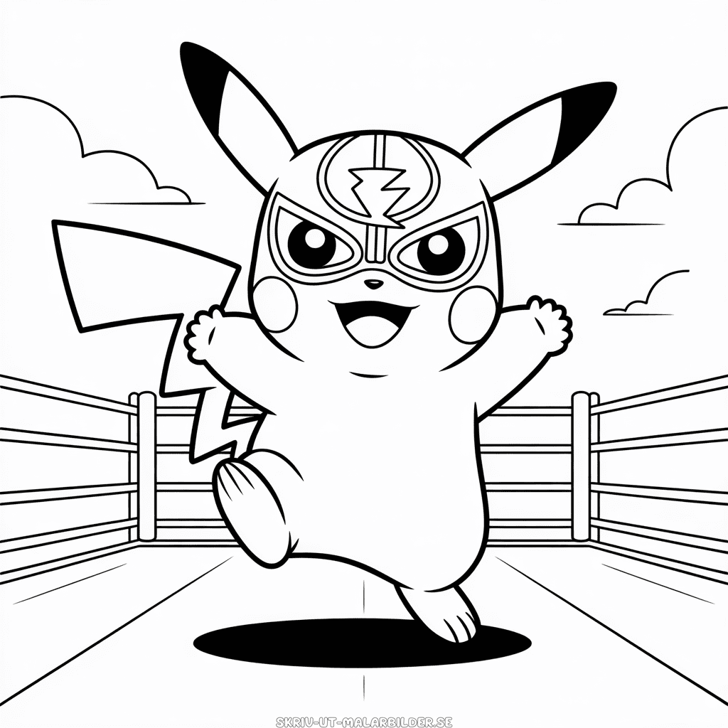 Målarbild Pikachu-brottning