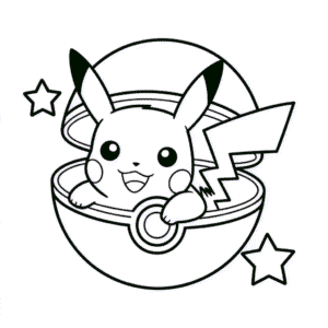 Målarbild Pikachu i Pokeboll