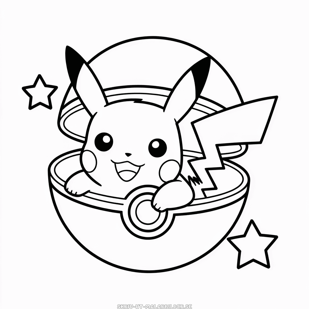 Målarbild Pikachu i Pokeboll