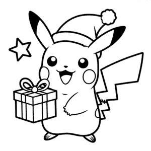 Målarbild Pikachu i Tomtemössa