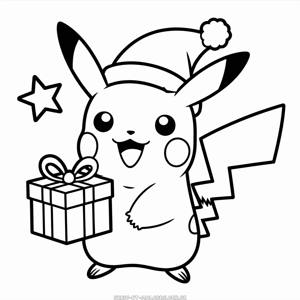 Målarbild Pikachu i Tomtemössa