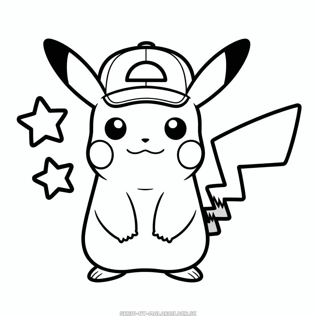 Målarbild Pikachu Med Hatt
