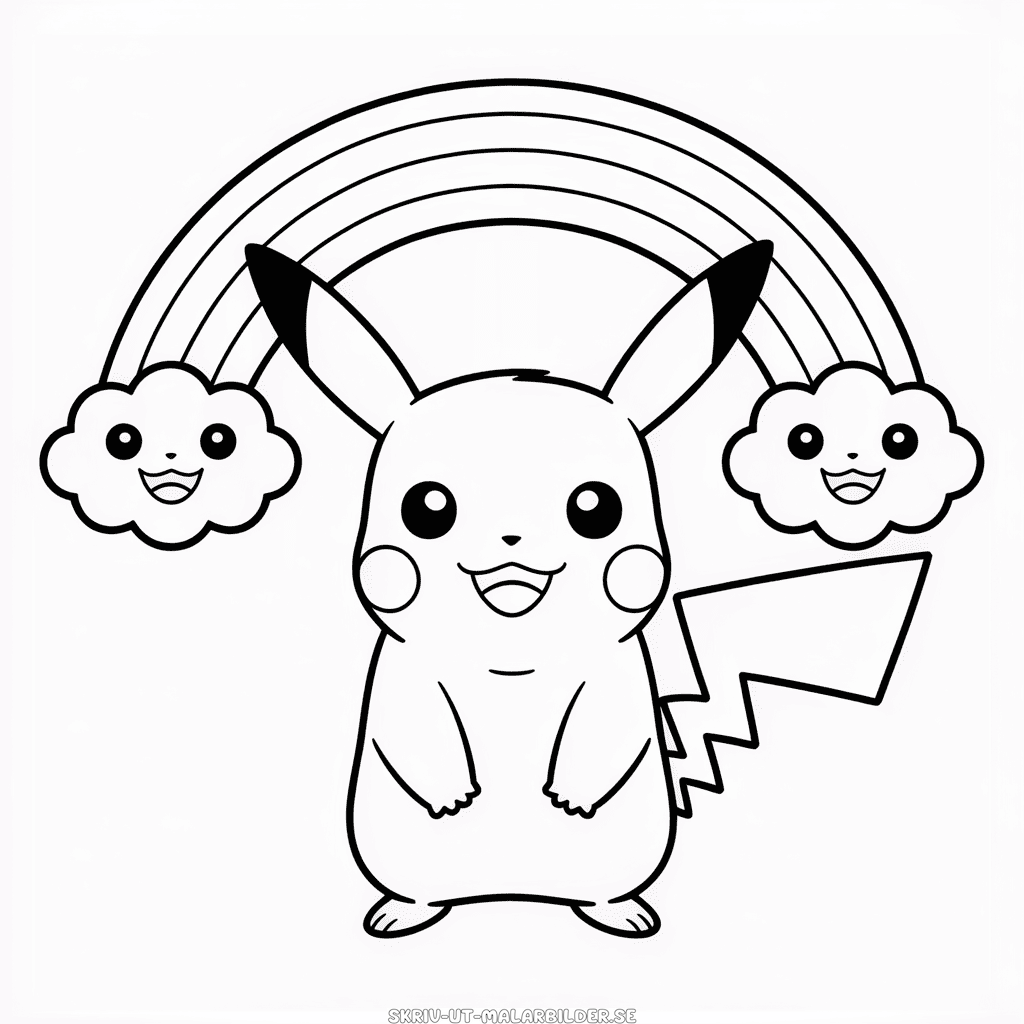 Målarbild Regnbåge Pikachu