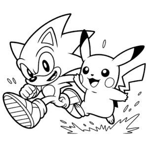 Målarbild Sonic och Pikachu