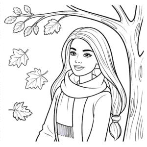 Målarbild Barbie på Hösten