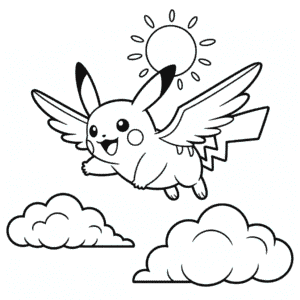 Målarbild Flygande Pikachu
